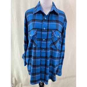 Windbreaker Vintage Plaid Flannel Long Sleeve Button Down Shirt, Size Large